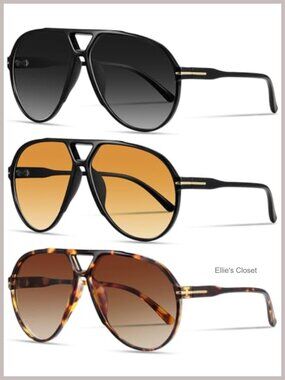Oversized Retro Aviator Sunglasses UV400 Full-Frame Plastic Vintage Style